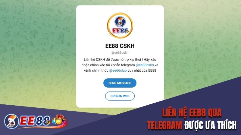 Liên hệ EE88 qua Telegram được ưa chuộng