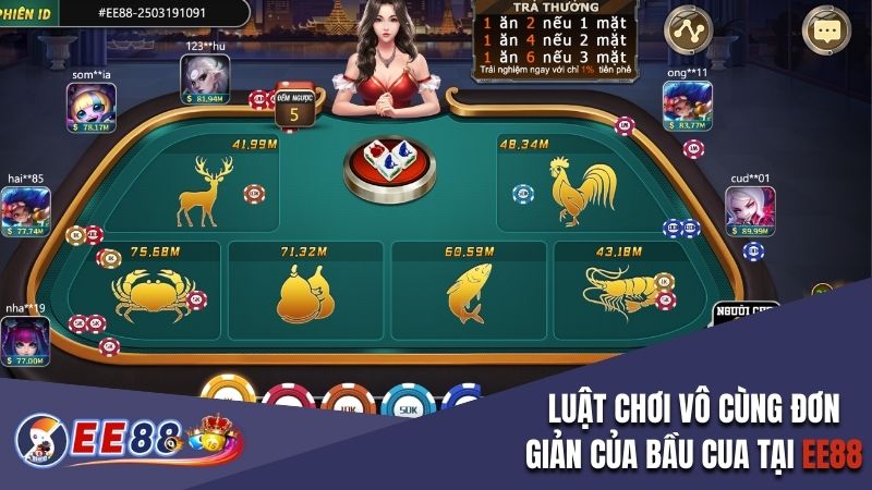Luật chơi vô cùng đơn giản của Bầu Cua tại EE88